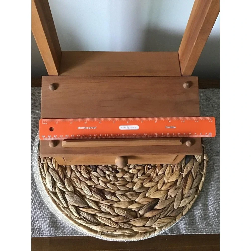 Vintage Wooden Cookbook Stand w/ Drawer Wall Mount Book Rest Farmhouse Decor